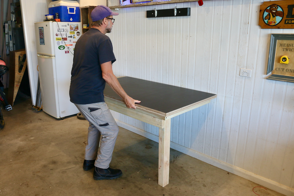 Fold Down Workbench being lifted