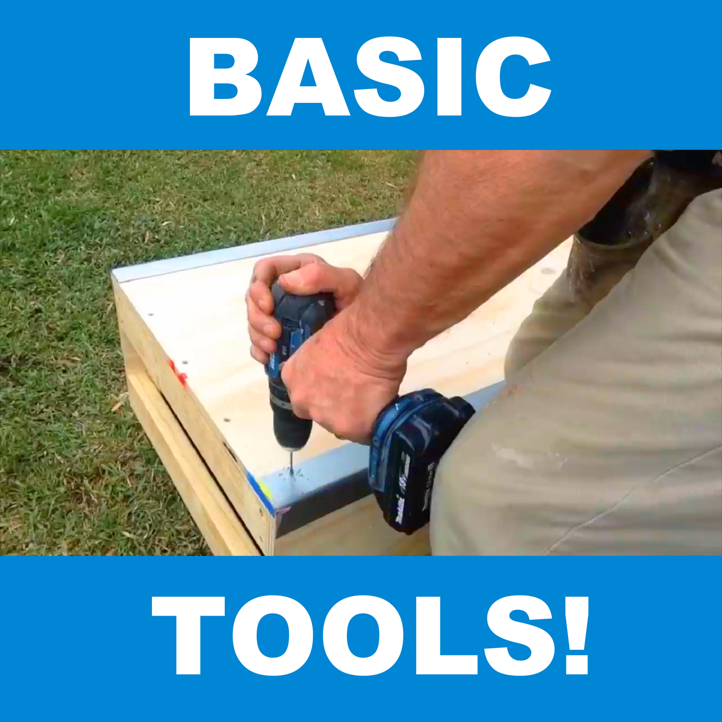 Image indicating the basic tools required to build the grind box