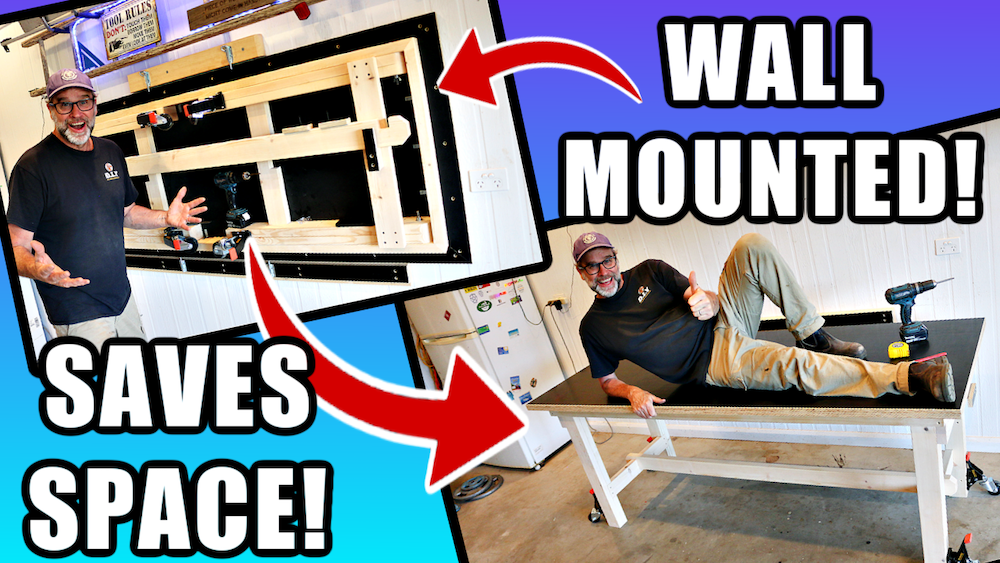 Image of Wall Mounted Workbench Folded and Unfolded