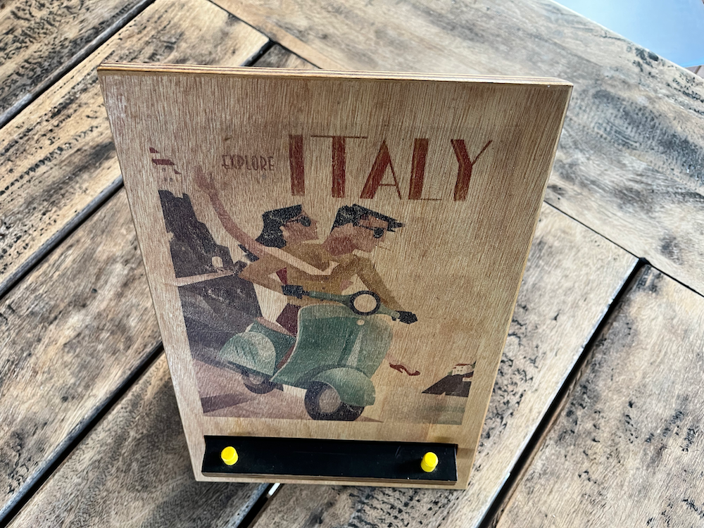 Image showing the image transfer of a motorbike on the front of the Ipad Stand