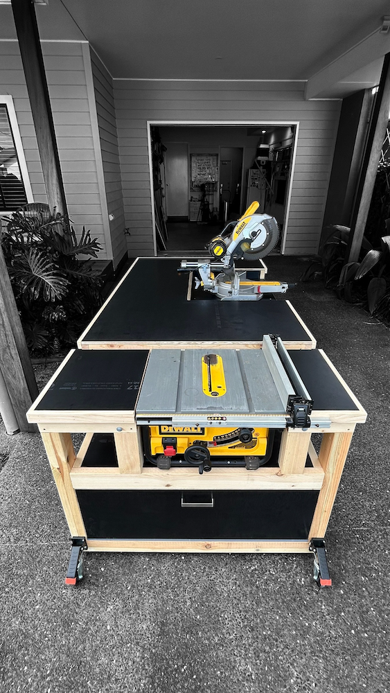 Miter Saw, Table Saw, Flip-Top Workbench