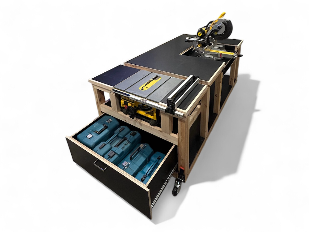 Miter Saw, Table Saw, Flip-Top Workbench