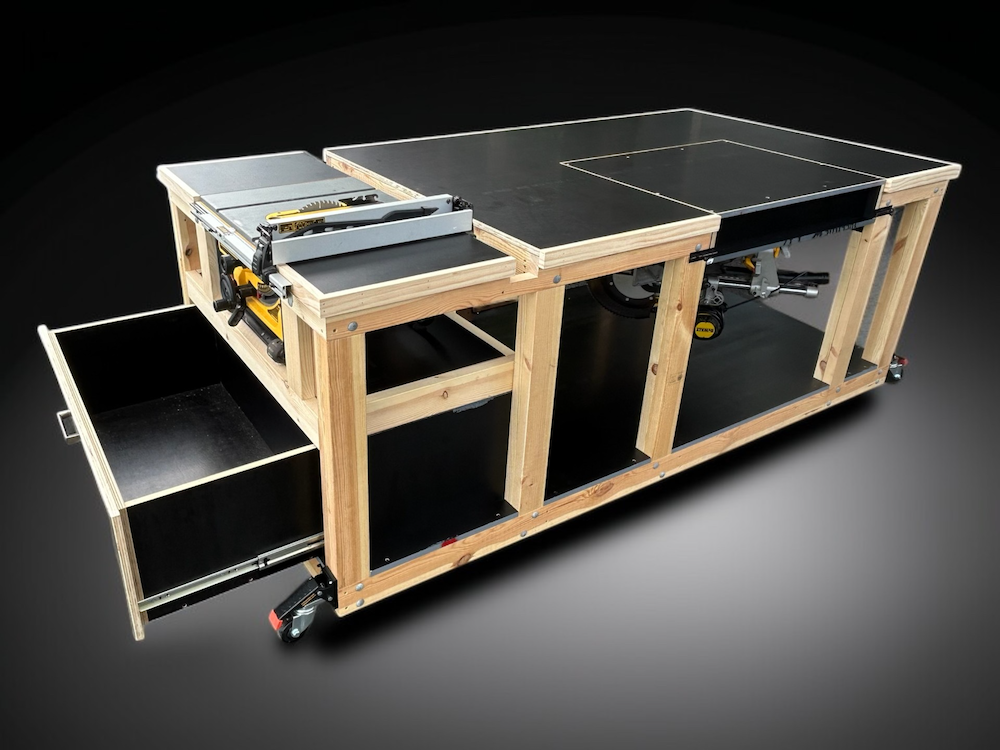 Miter Saw, Table Saw, Flip-Top Workbench