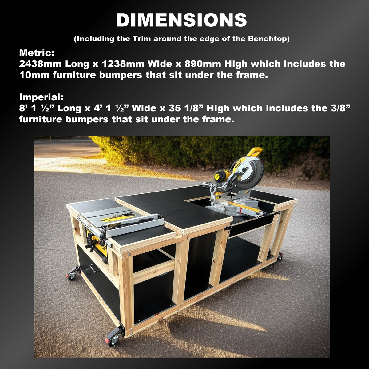 Miter Saw, Table Saw, Flip-Top Workbench