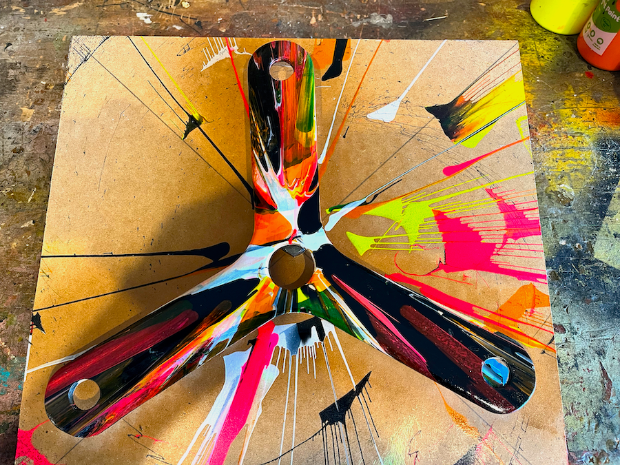 Painted Boomerang Using Spin Art 